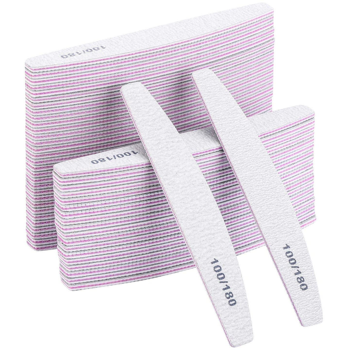 BTYMS 75 Pcs Nail Files & Buffers – 100/180 Grit Double-Sided Emery Boards Kit