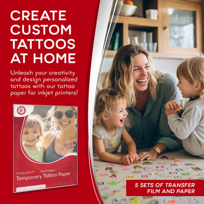 BubblePop! Printable Temporary Tattoo Paper for Inkjet Printer – 10 Sheet Pack