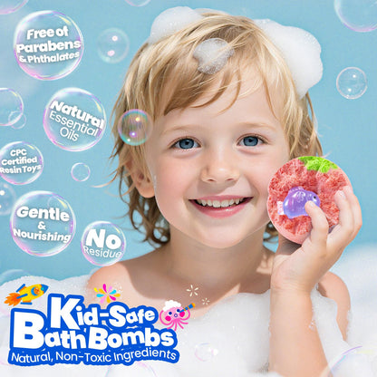 BubbleTail 32-Pack Bath Bombs for Kids – Glow-in-the-Dark Surprises, 8 Scents, 1.8-Inch Fizzes