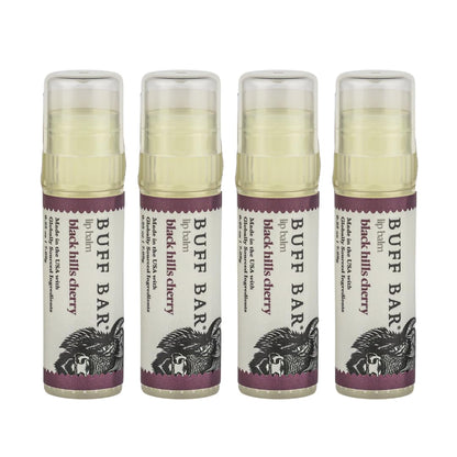 BUFF BAR Pure Bison Tallow Lip Balm – Black Hills Cherry, 4-Pack | Moisturizing, Non-Habit Forming