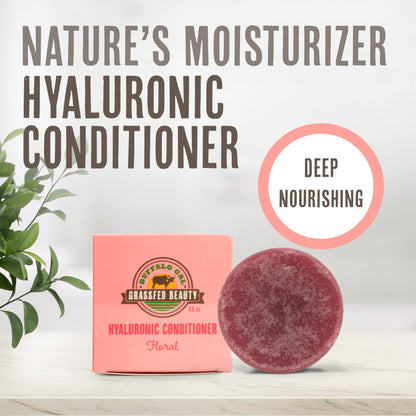 BUFFALO GAL Hyaluronic & Tallow Hair Conditioner Bar | Hydrating Detangler for All Hair Types | 3 fl oz