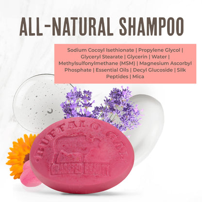 BUFFALO GAL MSM Shampoo Bar – Natural, pH-Balanced, Non-Soap for All Hair Types | Floral Scent, 4 oz
