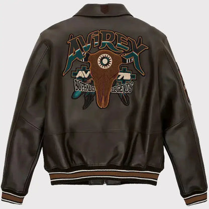 Men’s Brown Buffalo Legend A2 Embroidered Leather Jacket