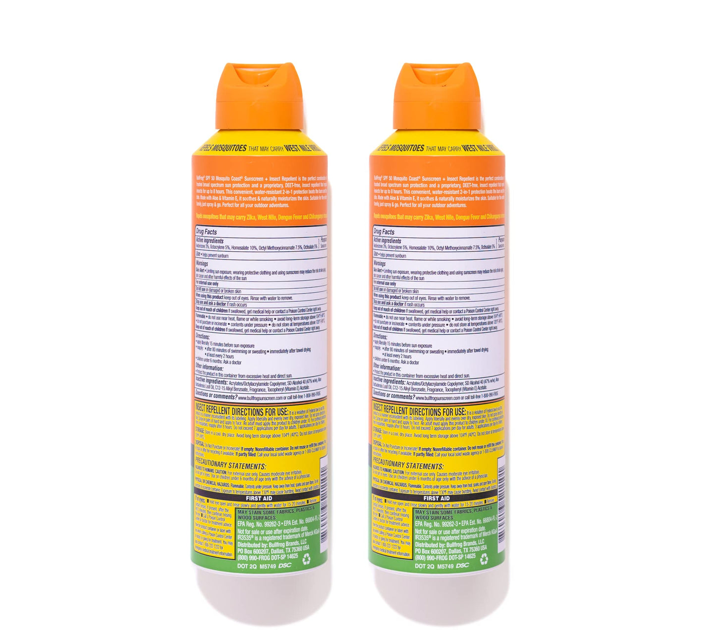 Bullfrog Mosquito Coast SPF50 Sunscreen + Insect Repellent 2-Pack, 5.5 oz Each