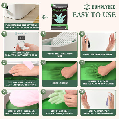 BUMPLYBEE 7000ml Paraffin Wax Machine for Hands & Feet | Aloe Vera Refills Included | White Home Spa Kit