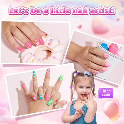 BUNNY BUBBLES Kids Nail Polish Kit – Water-Based Nail Pens, Glitter & 300 Stickers, Gift Set