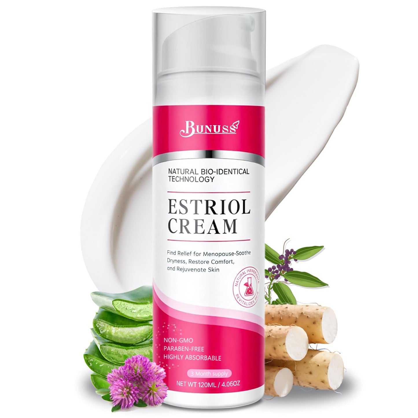 BUNUSS Estriol Face Cream for Women – Natural Bioidentical Moisturizer with Wild Yam