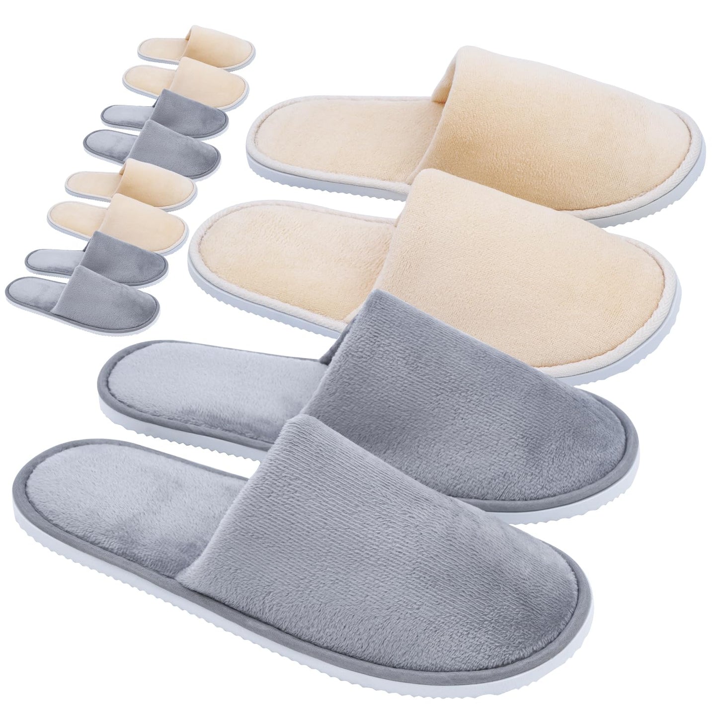 Buoluty 6 Pairs Guest Slippers – Non-Slip, Universal Size, Disposable & Reusable