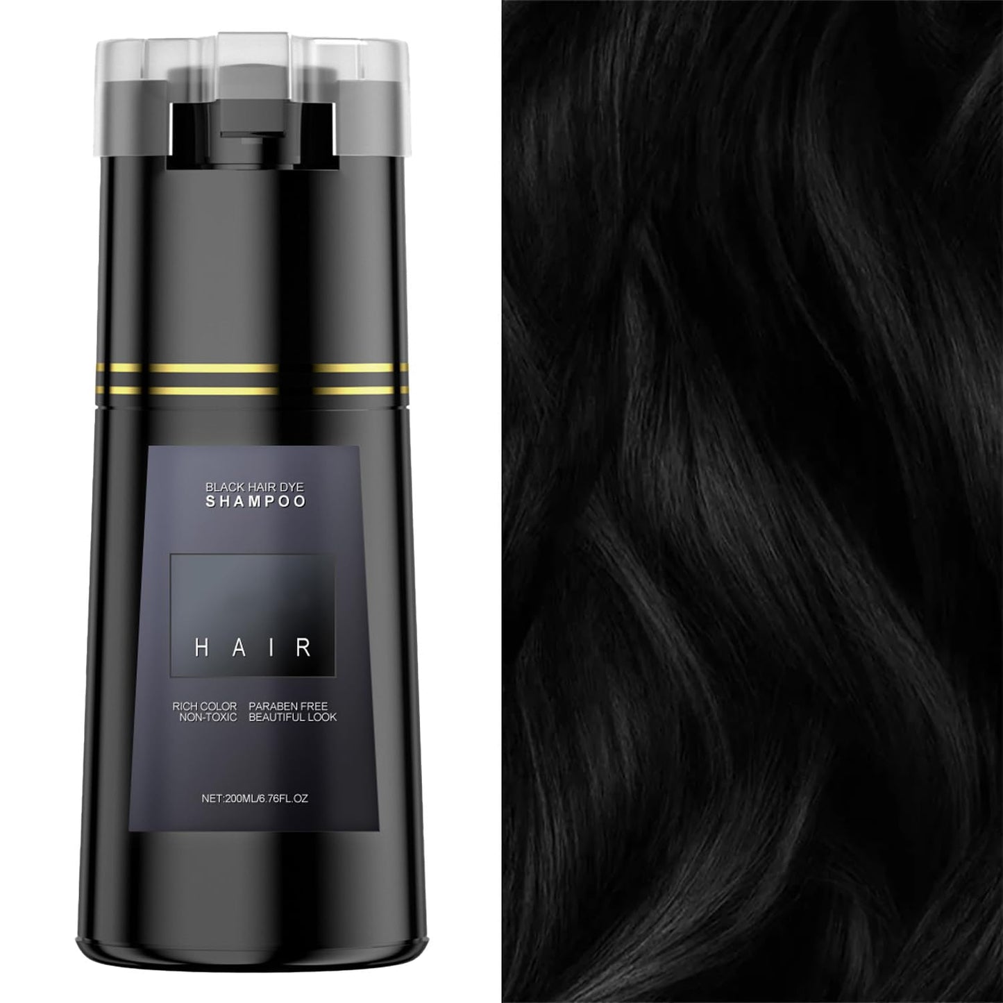 Bupposes Black Dye Shampoo – 3-in-1 Hair Color Shampoo for Men & Women (200ml)