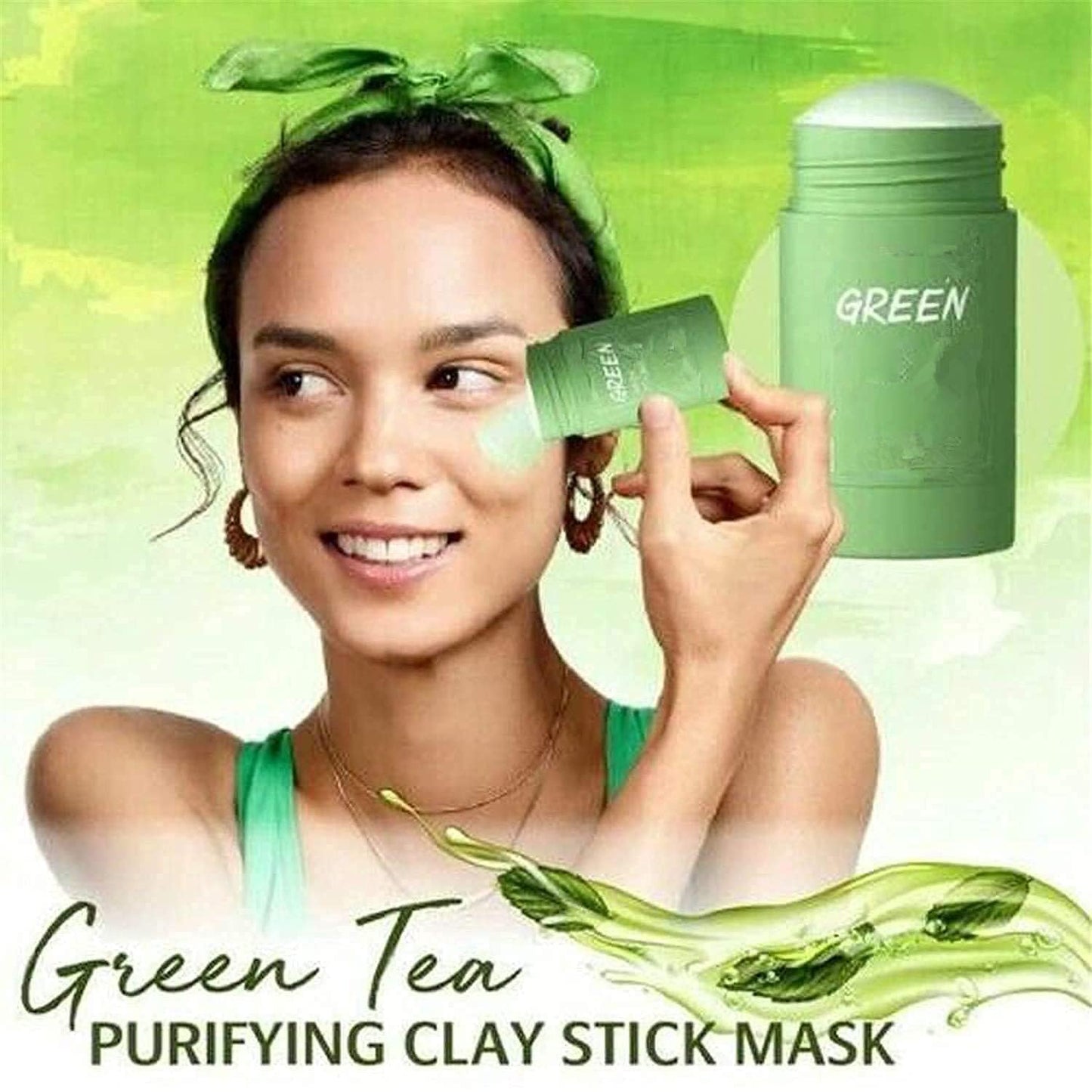 Bupposes Green Tea Face Mask Clay Stick – Deep Cleanse, Oil Control & Moisturizing (Green 3PC)