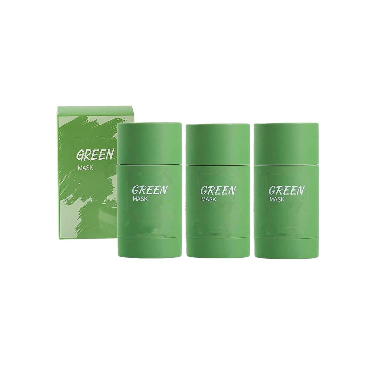 Bupposes Green Tea Face Mask Clay Stick – Deep Cleanse, Oil Control & Moisturizing (Green 3PC)