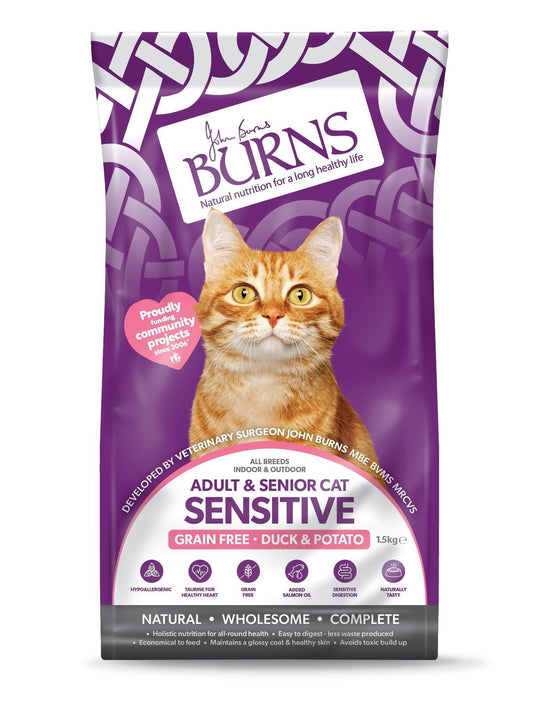 Burns Sensitive Cat Grain Free Duck & Pot