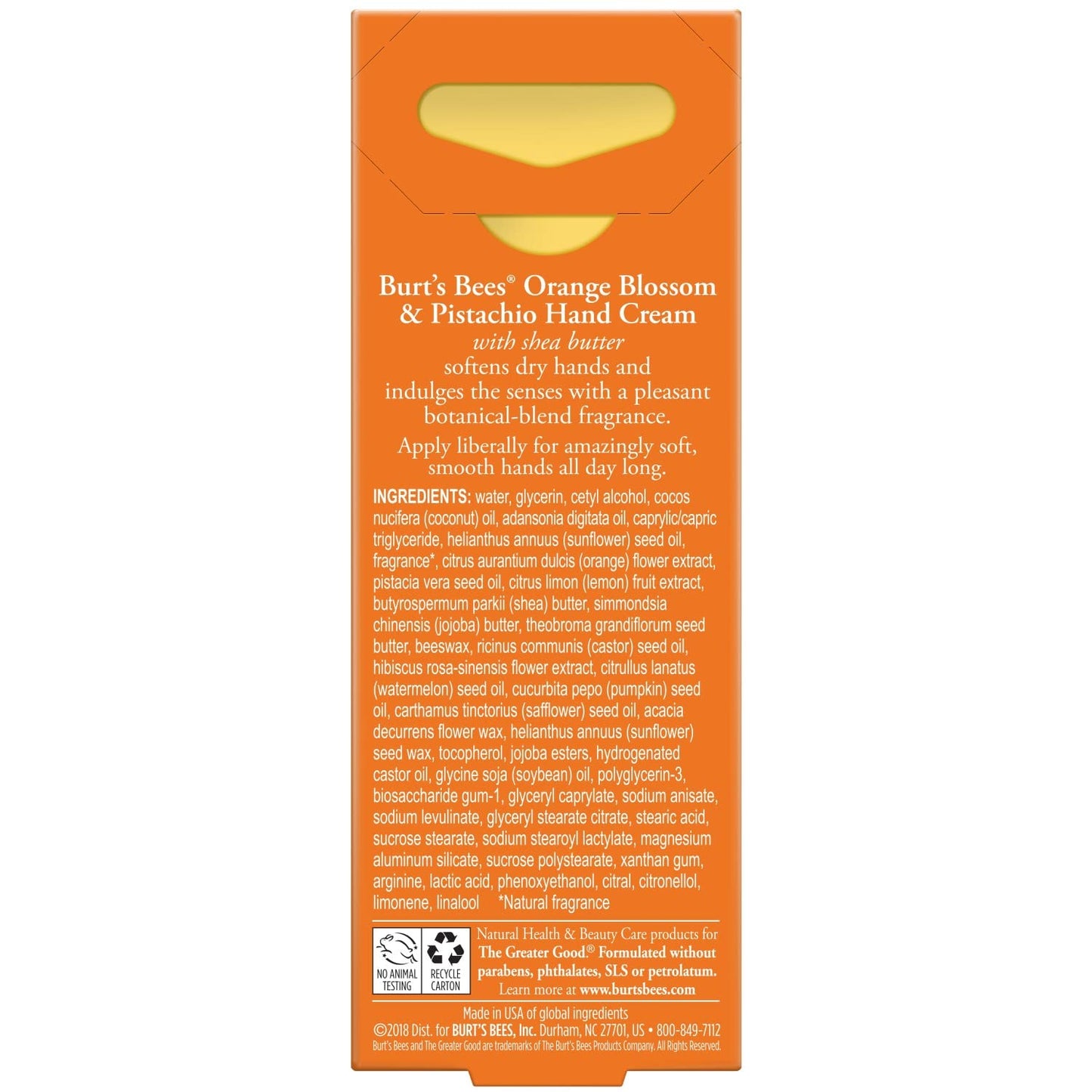 Burt's Bees Orange Blossom & Pistachio Hand Cream with Shea Butter – 1 oz