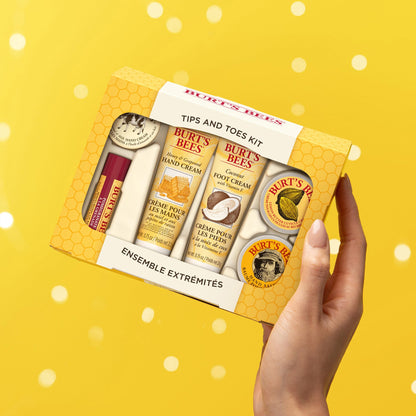 Burt's Bees Tips and Toes Gift Set — 6 Travel-Size Skincare Essentials in Gift Box