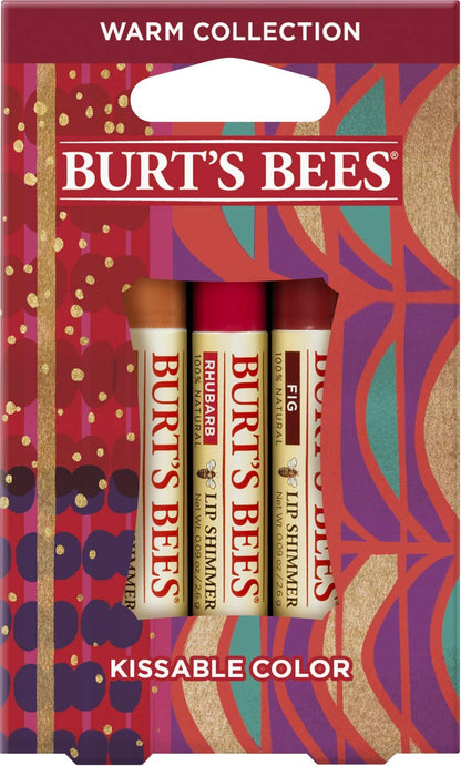 Burt's Bees Kissable Color Gift Set — 3 Lip Shimmers (Peony, Fig & Rhubarb)