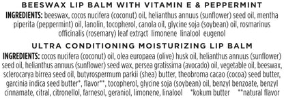 Burt's Bees Lip Balm Pack – Ultra Conditioning & Beeswax with Kokum & Shea Butter, 4 Tubes (0.15 oz)