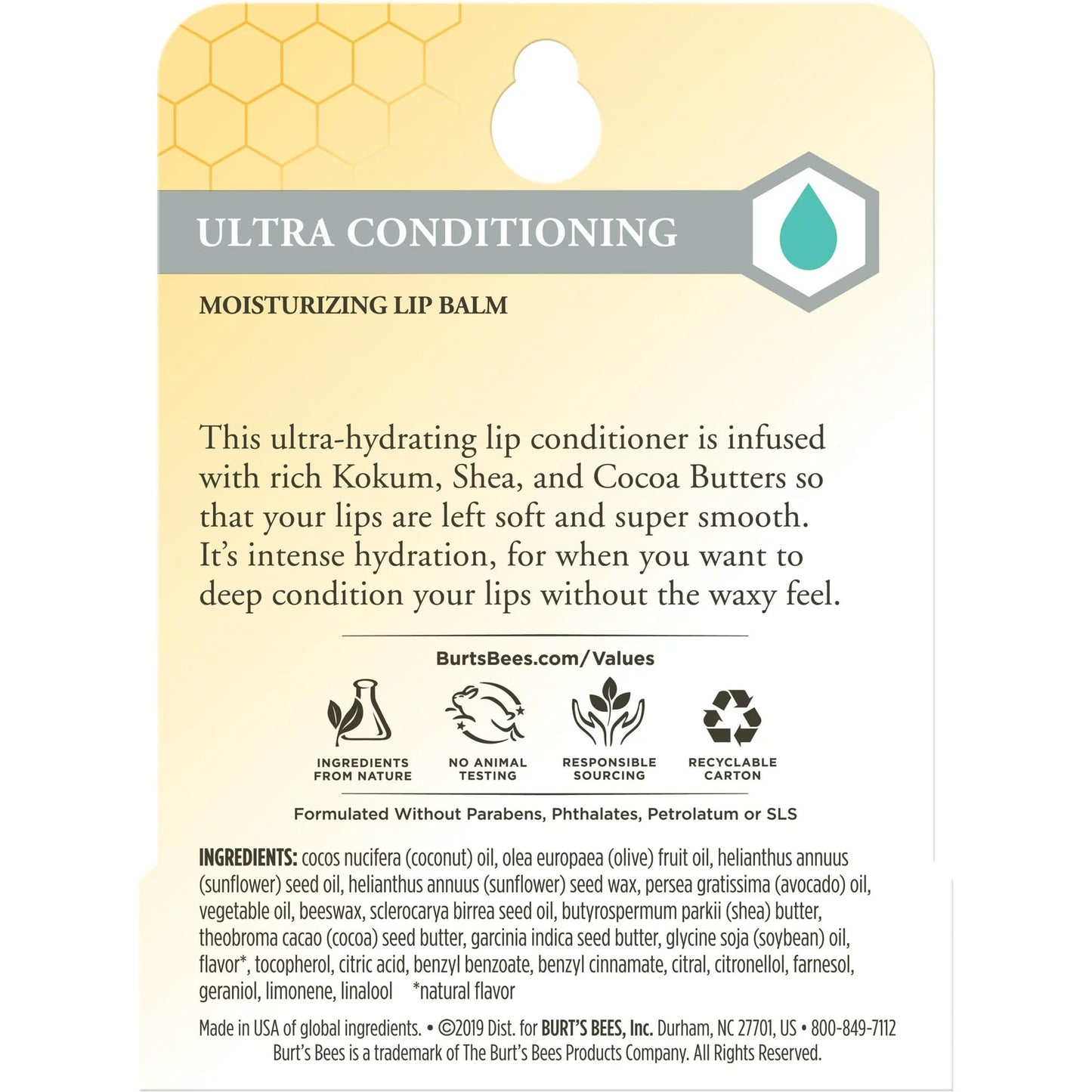 Burt's Bees Lip Balm Ultra Conditioning with Kokum Butter – 0.15 oz, 5-Pack