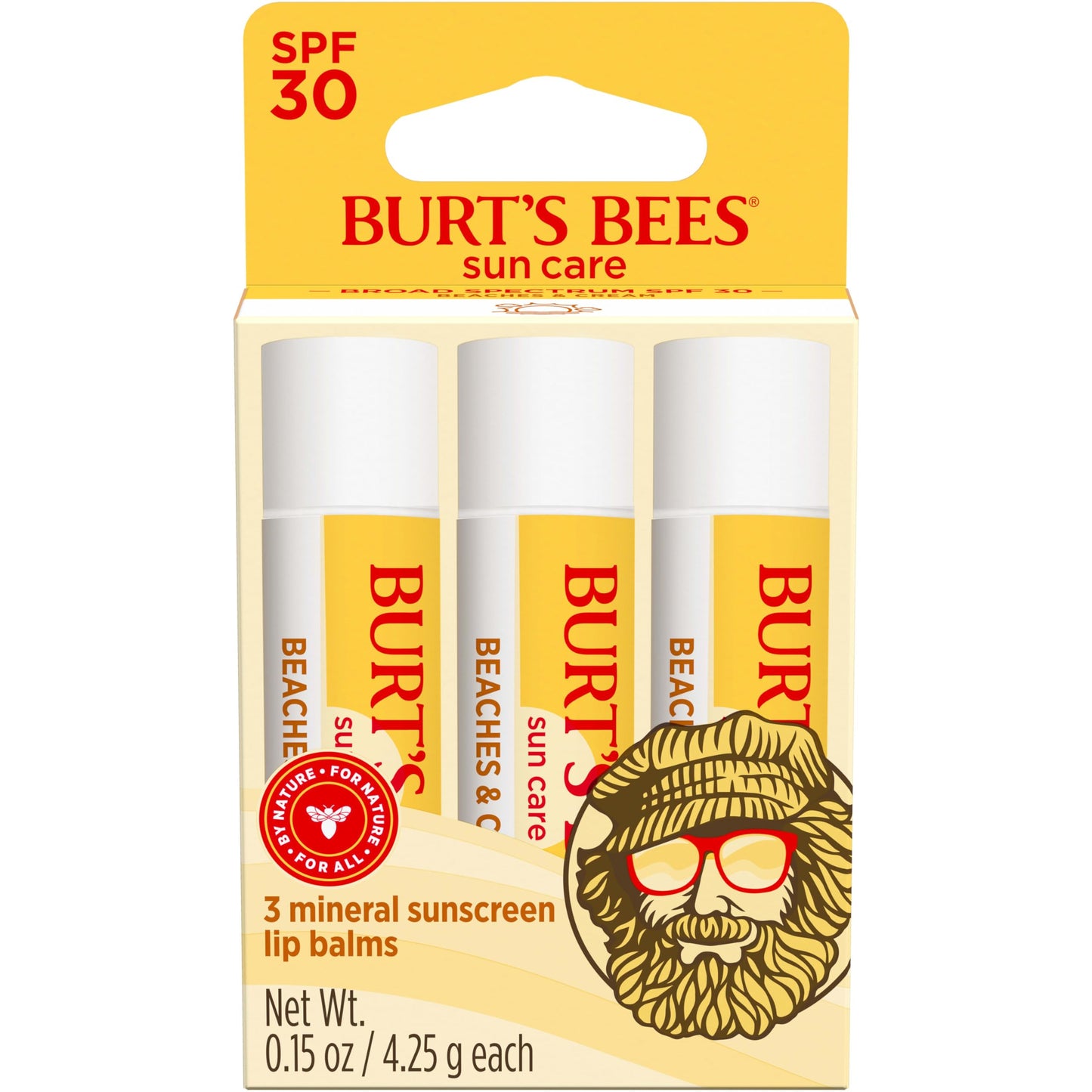 Burt's Bees Beaches and Cream SPF 30 Lip Balm | 3 Tubes, Nano-Free