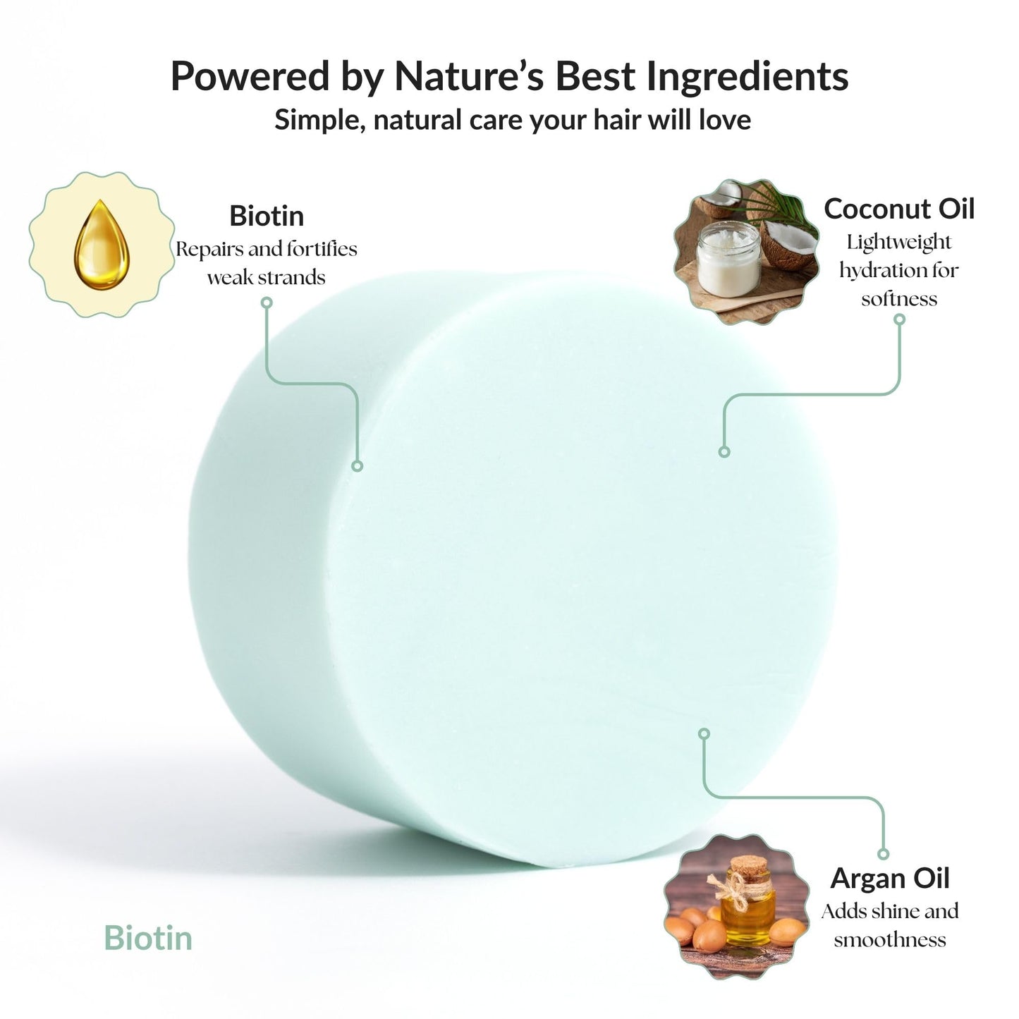 BusyNature Biotin 2-in-1 Shampoo & Conditioner Bar – Repairing & Volumizing, 100 g