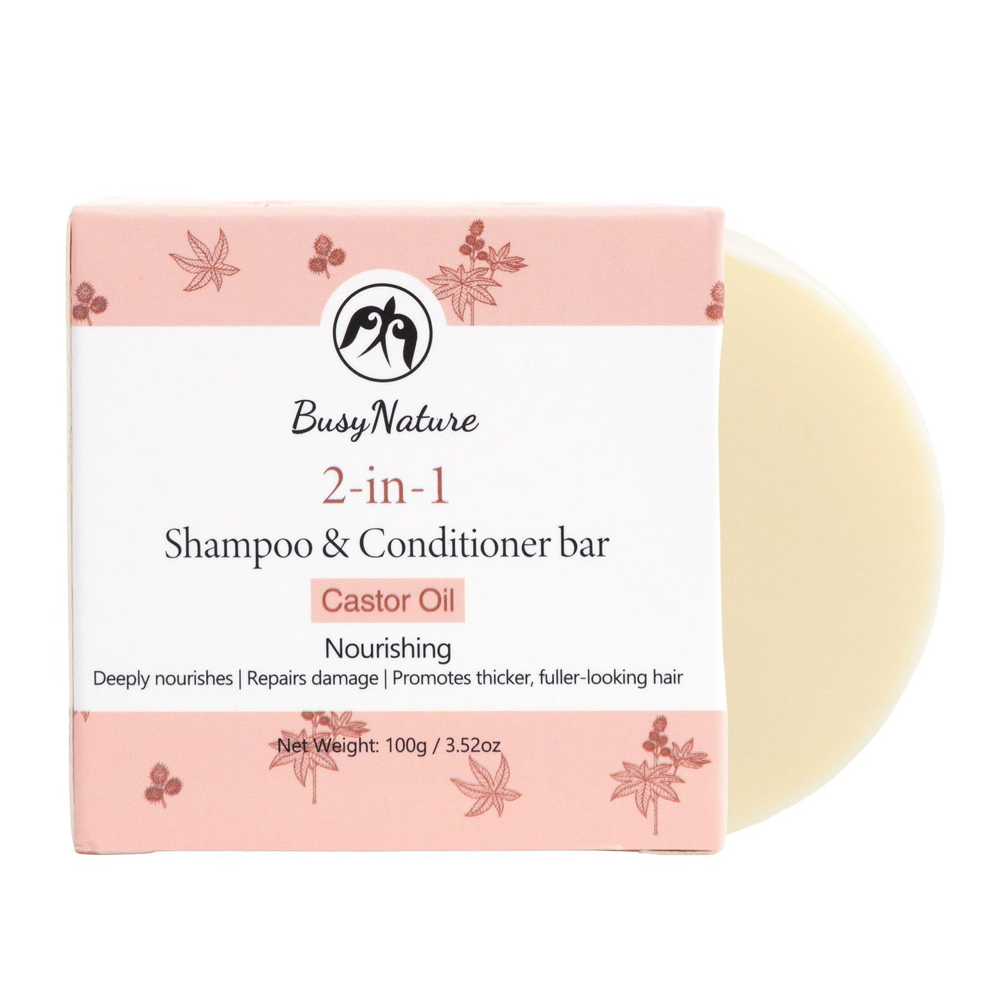 BusyNature Castor Oil 2-in-1 Shampoo Bar – Nourishing & Fuller Hair (100 g)