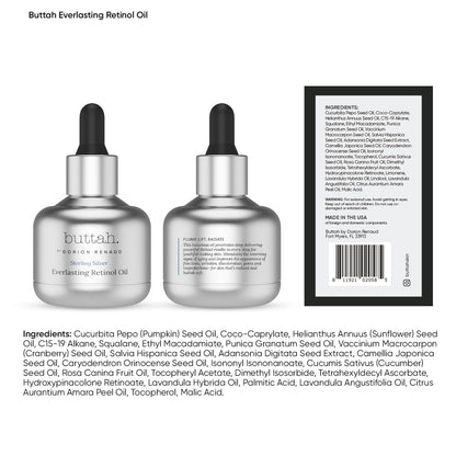 Buttah Skin Sterling Silver Kit for Radiant Beauty | Everlasting Retinol Oil, Awakening Eye Cream, Uplift & Smooth Face Wand