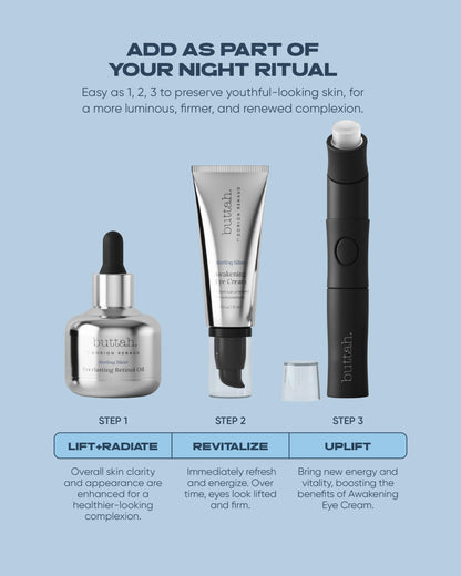 Buttah Skin Sterling Silver Kit for Radiant Beauty | Everlasting Retinol Oil, Awakening Eye Cream, Uplift & Smooth Face Wand