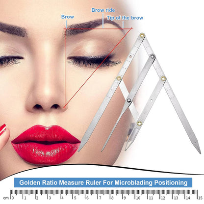 Buulea 2 Pcs Golden Ratio Eyebrow Caliper & 1:1.618 Ruler – Precision Brow Mapping Tool