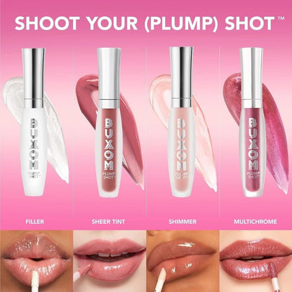 Buxom Plump Shot Lip Serum – Clear Filler Gloss with Shimmer Chrome Tints | 24% Plump