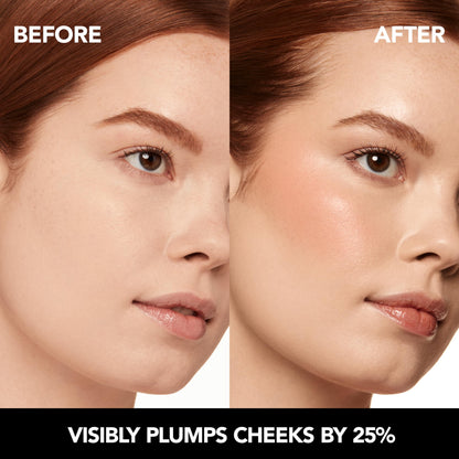 BUXOM Plump Shot Peptide Plumping Blush – Coral Sheer | Cream-to-Powder, Buildable Color