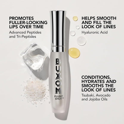 Buxom Plump Shot Lip Serum – Clear Filler Gloss with Shimmer Chrome Tints | 24% Plump