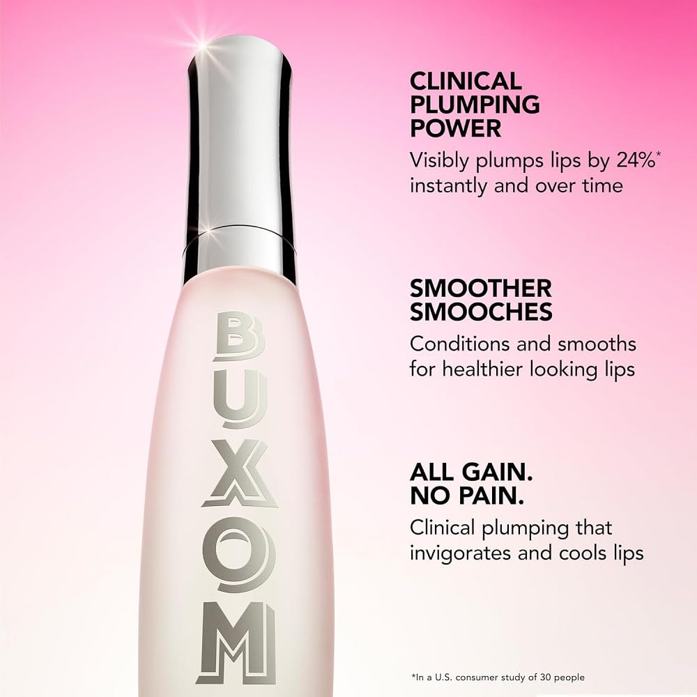 Buxom Plump Shot Lip Serum – Clear Filler Gloss with Shimmer Chrome Tints | 24% Plump