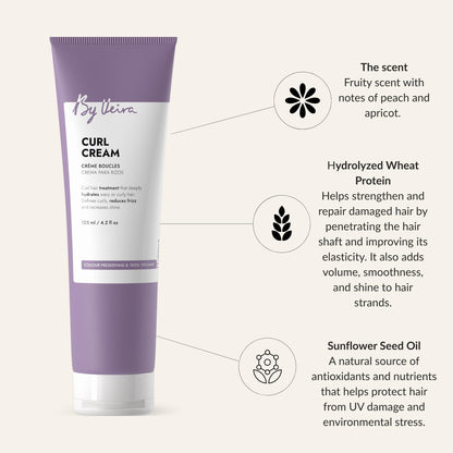 By Veira Curl Cream – Define Curls, Reduce Frizz, Color-Preserving, 100% Vegan (4.2 oz)