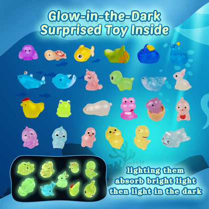 BYGGVIR Kids Bath Bombs – Glow-in-the-Dark Surprises, 24-Pack Natural Colorful Bubble Bath Fizz