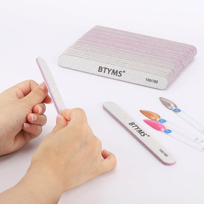 BTYMS 100 Pieces Nail Files – 100/180 Grit Double-Sided Emery Boards for Natural & Acrylic Nails