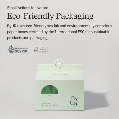 ByUR Green Wonder Daily Aqua Serum Mask (30 Count) – Hydrating, Soothing, Pore Tightening | Vegan K-Beauty