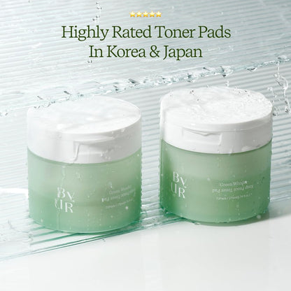 ByUR Green Wonder Keep Peace Toner Pads – Gentle Exfoliation for Sensitive Skin (70 Count)
