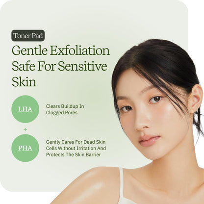 ByUR Green Wonder Keep Peace Toner Pads – Gentle Exfoliation for Sensitive Skin (70 Count)