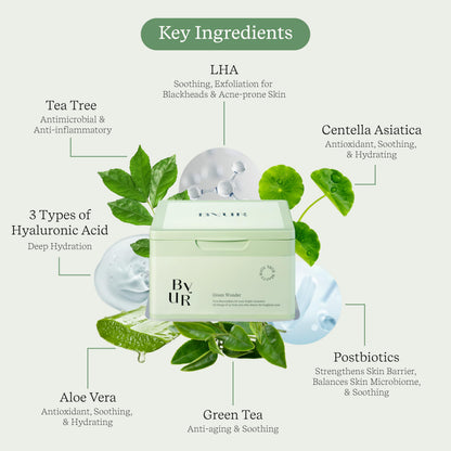 ByUR Green Wonder Daily Aqua Serum Mask (30 Count) – Hydrating, Soothing, Pore Tightening | Vegan K-Beauty