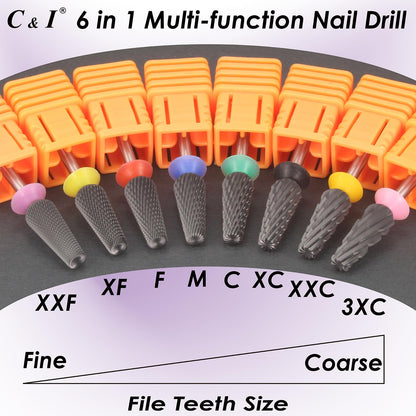 C & I Nail Drill Bit 6-in-1 E-file | Diamond-Coated CNC Tool for Nail Techs