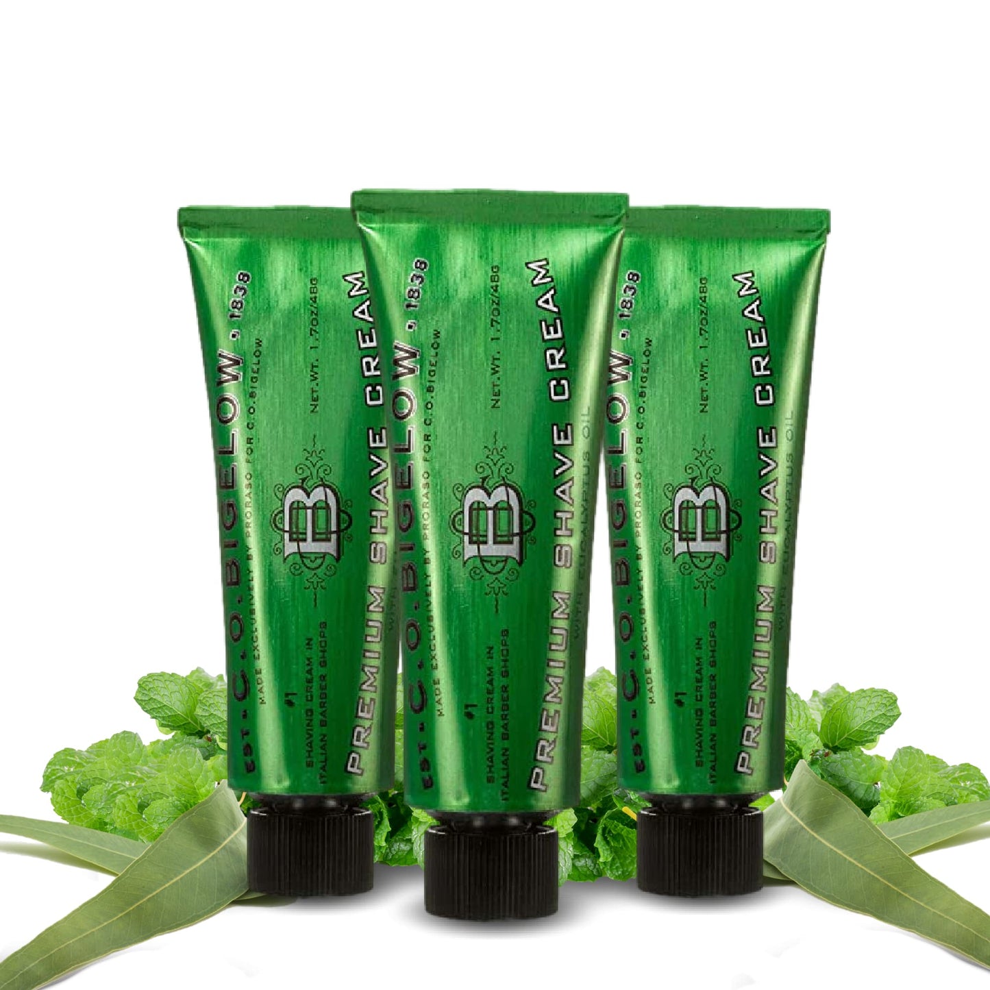 C.O. Bigelow Travel Shaving Cream – 3-Pack (1.7 oz) with Eucalyptus for Sensitive Skin