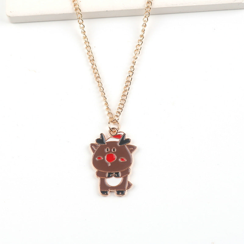 Cute Santa Claus, Snowman, and Elk Pendant Necklace