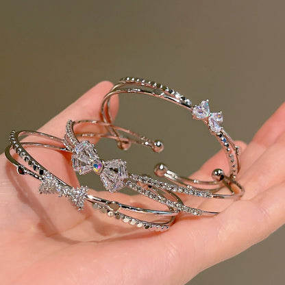 Women’s Minimalist Silver Bow Bracelet
