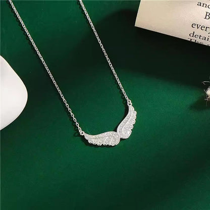 Cubic Zirconia Angel Wings Pendant Necklace