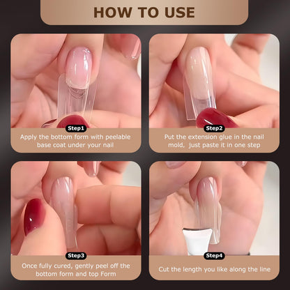 C12rtive Sandwich Nails Dual Forms – 280 Pcs Almond Reusable Nail Extension Forms & Silicone Polygel Stick