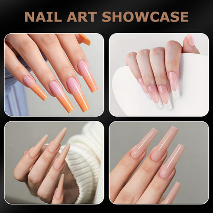 C12rtive Sandwich Nails Dual Forms | 280Pcs Long Square Reusable Nail Extension Forms with Silicone Polygel Stick