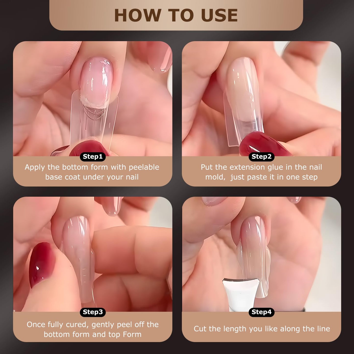 C12rtive Sandwich Nails Dual Forms – 280Pcs Reusable Nail Extension Forms