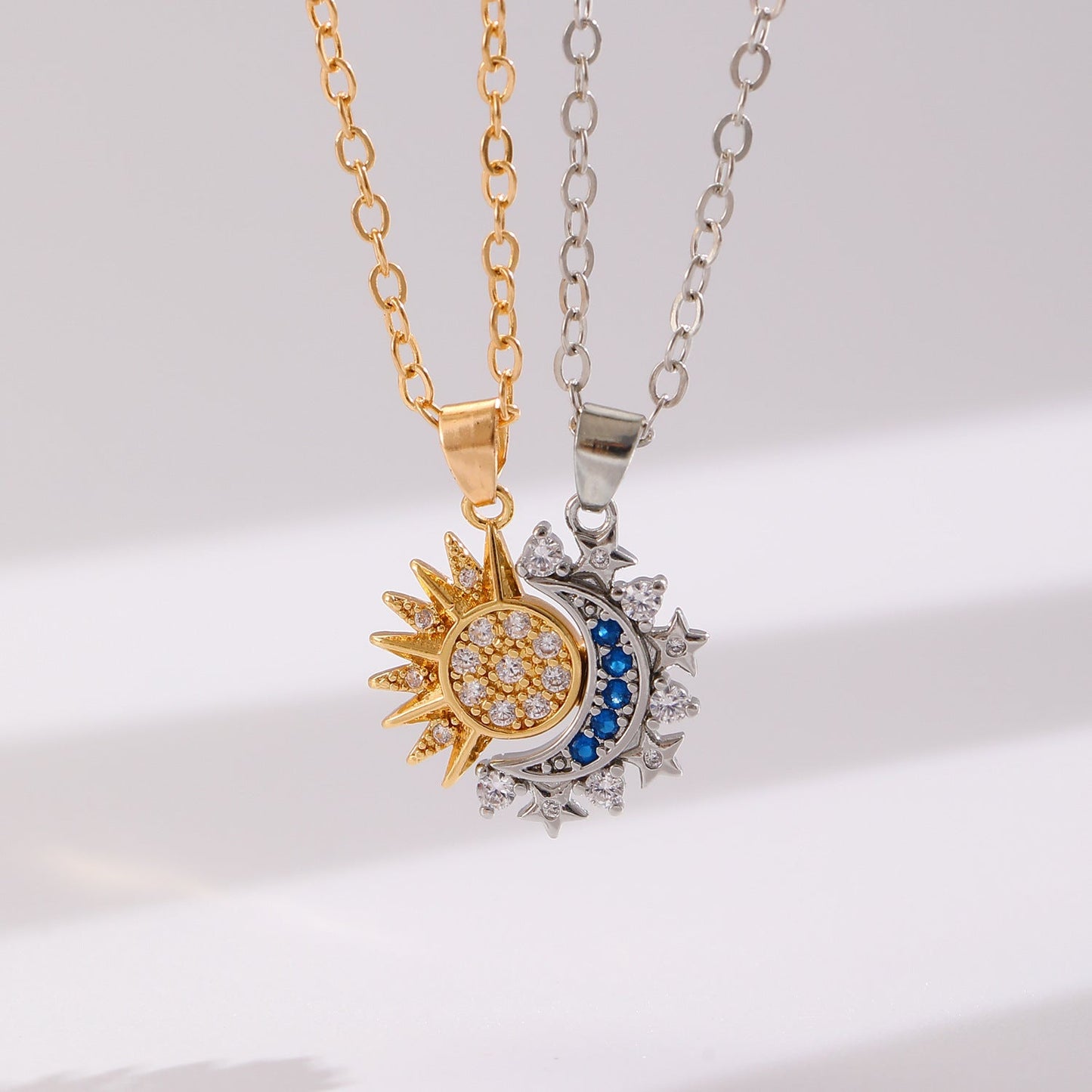 2pcs Sun and Moon Magnetic Couple Necklaces