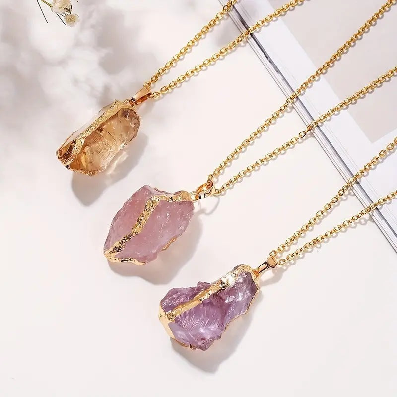 Stone Irregular Crystal Pendant Necklace