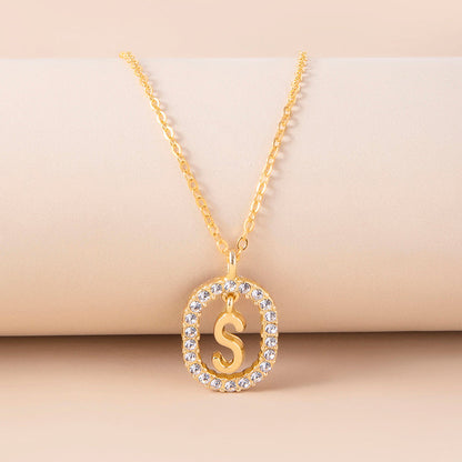A, J, M, S Crystal Letter Necklace