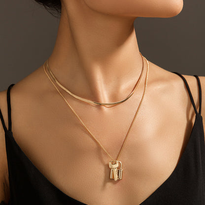 Multi-layer Valentine Lock & Key Necklace